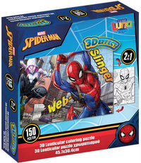 Luna toys пъзел 150 ел. 3Д ефект лентикуларен пъзел 46х31 Спайдермен с 3 картини в него при промяна на зрителния ъгъл и с възможност за оцветявание на гърба