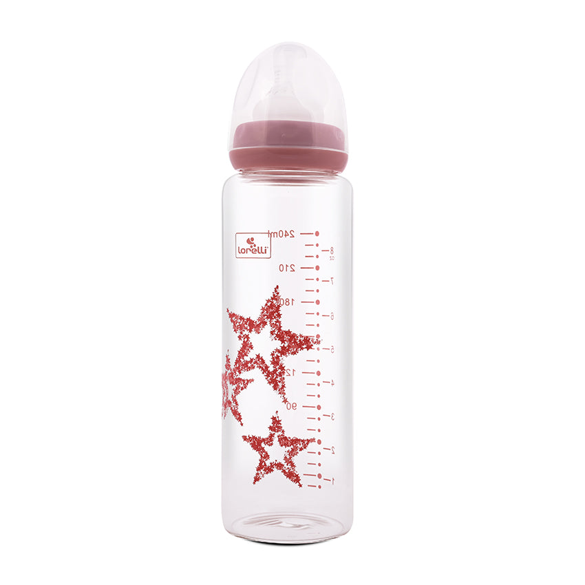 Lorelli СТЪКЛЕНО ШИШЕ ANTI COLIC 240 МЛ BLUSH PINK