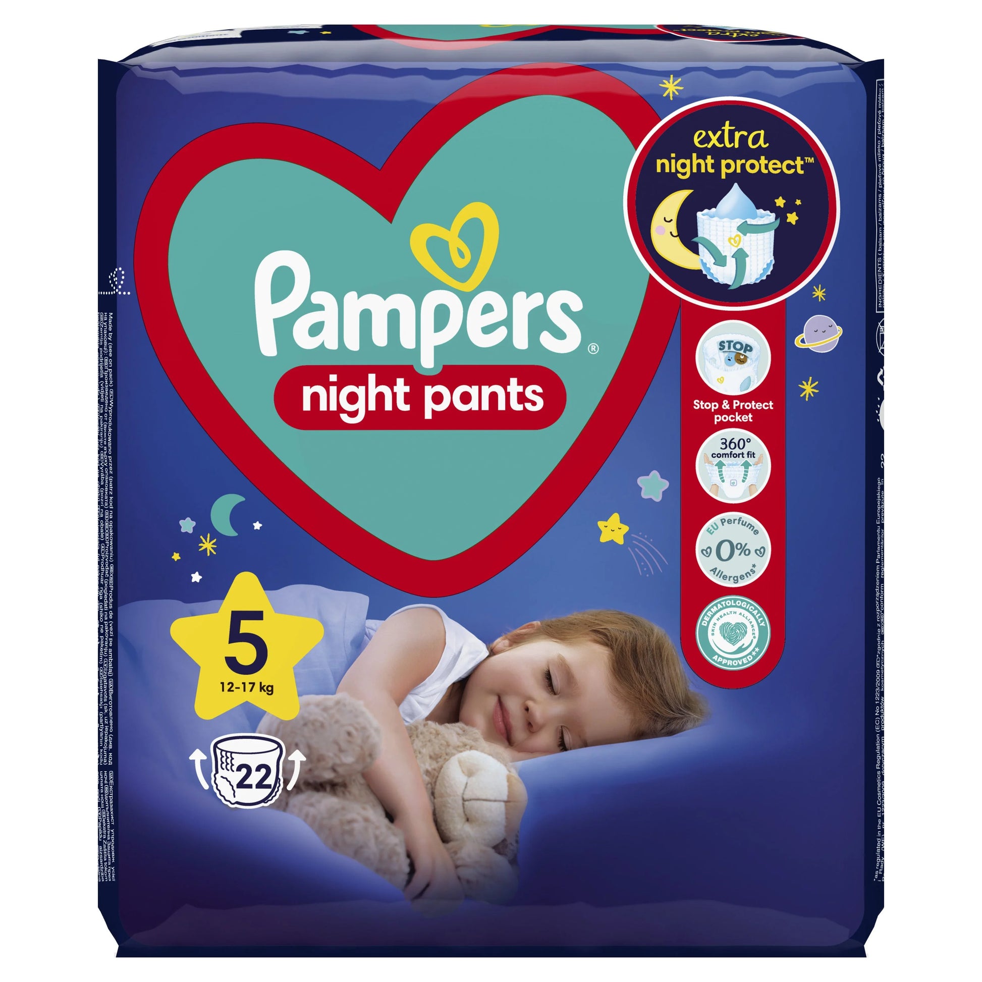 PAMPERS NIGHT PANTS Бебешки гащички за еднократна употреба нощни размер 5, 12-17 кг, 22 бр valinokids