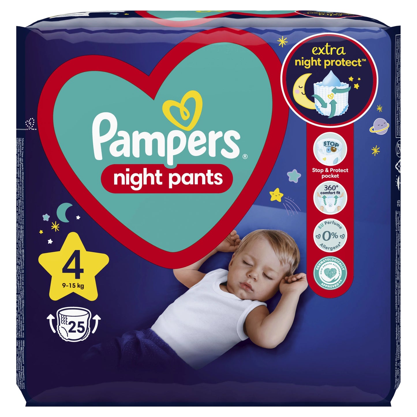 PAMPERS NIGHT PANTS Бебешки гащички за еднократна употреба нощни размер 4, 9-16 кг, 25 бр valinokids