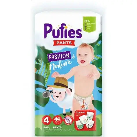 PUFIES PANTS FASHION&NATURE MAXI PACK Бебешки гащички за еднократна употреба Maxi размер 4, 9-15 кг, 44 бр valinokids