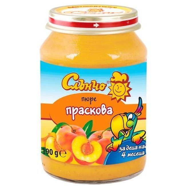 Плодово пюре Слънчо - Праскова, 190 g valinokids