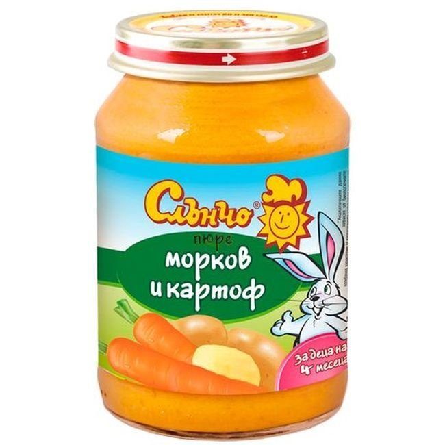 Зеленчуково пюре Слънчо - Моркови и картоф, 190 g valinokids