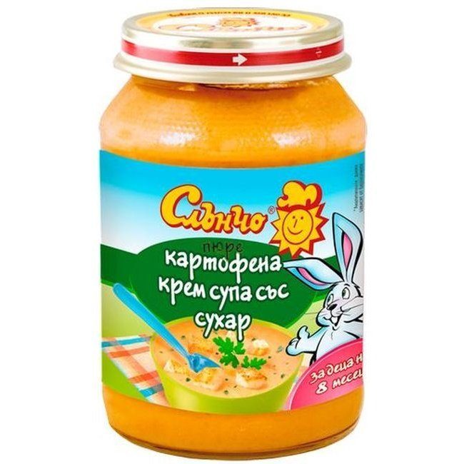 Зеленчуково пюре Слънчо - Картофена крем супа със сухар, 190 g valinokids