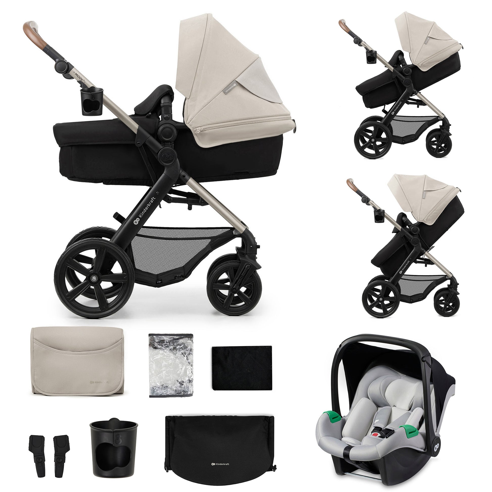 KinderKraft MOOV 2 бебешка количка 3в1 MOONLIGHT GREY