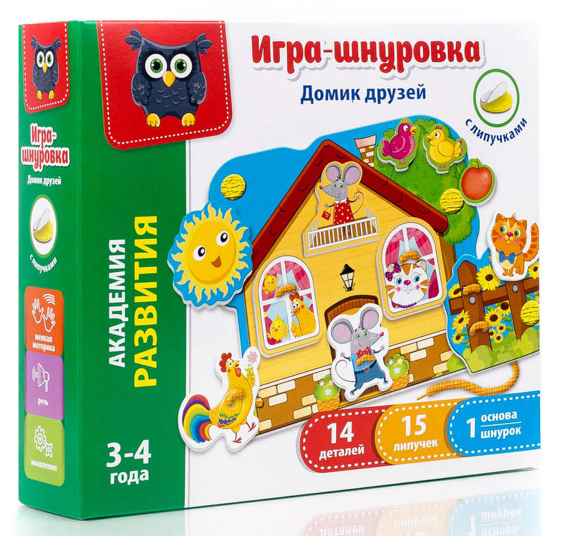 vladi toys настолна игра с велкро лепенки  и връзки Къщата на Приятелите 18x21x5