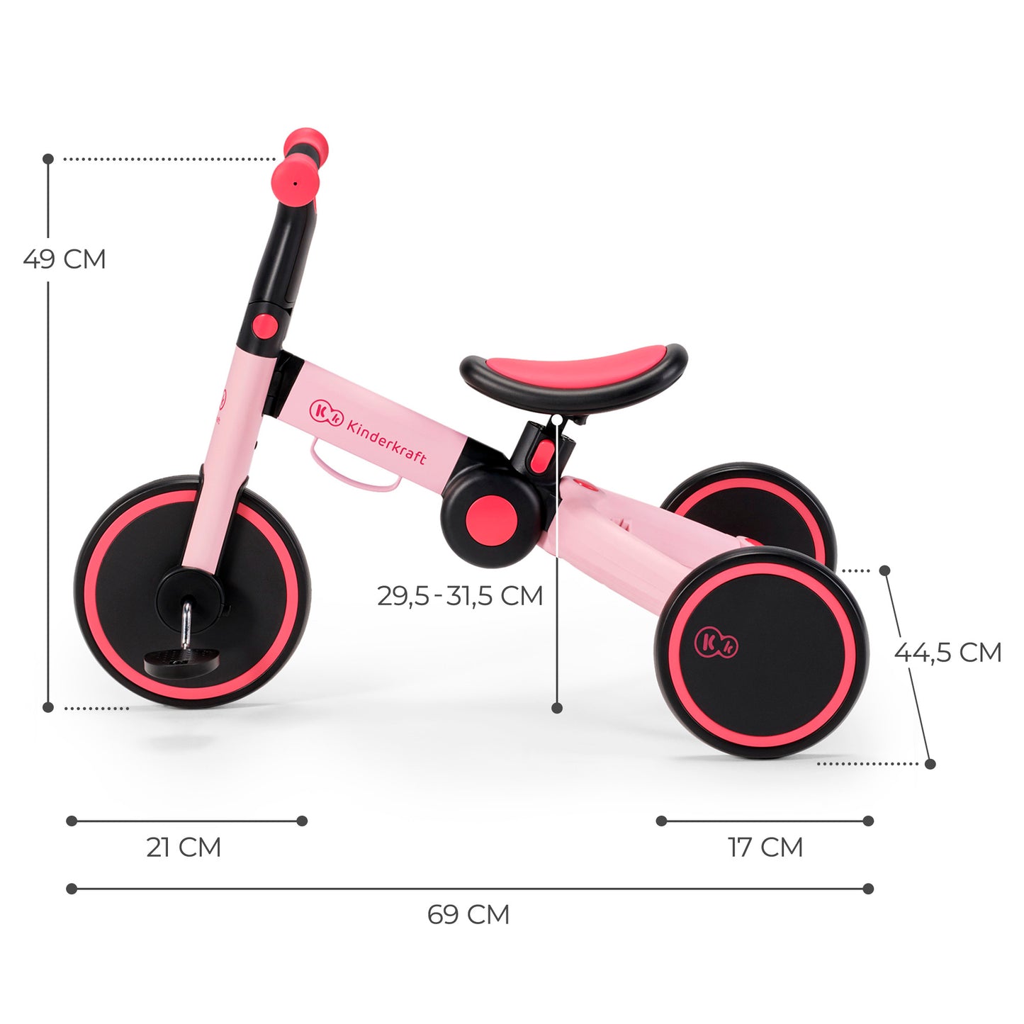 Kinderkraft триколка 3в1 4TRIKE pink