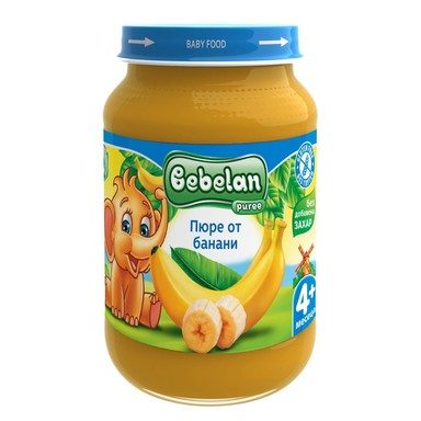 Bebelan Пюре за кърмачета от 4-тия месец с вкус на банани 190г valinokids