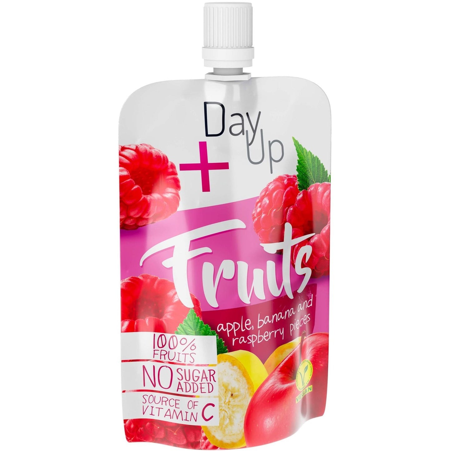 DAY UP+ FRUITS 100% Плодов пауч Ябълка, Банан и Малина 100г valinokids