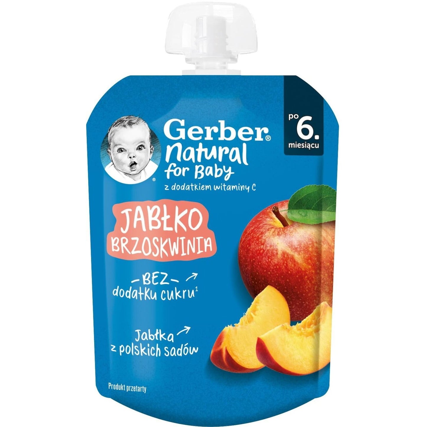 GERBER Пауч Ябълки и Праскови от 6 мес. 80 г valinokids