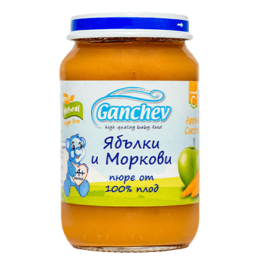 Ganchev 100% плод – Пюре от ябълки и моркови valinokids