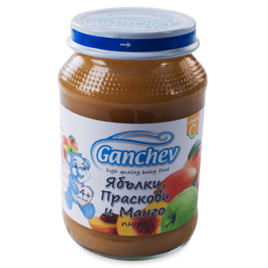 Ganchev Пюре – ябълки, праскови и манго valinokids