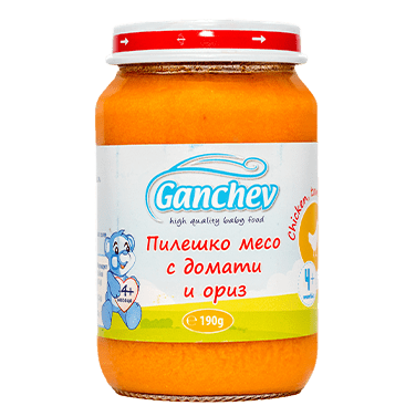 Ganchev Пюре от пилешко месо с домати и ориз valinokids