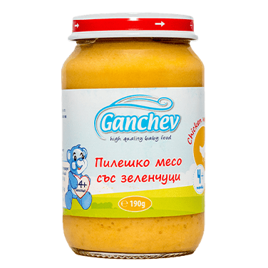 Ganchev Пюре от пилешко месо със зеленчуци valinokids