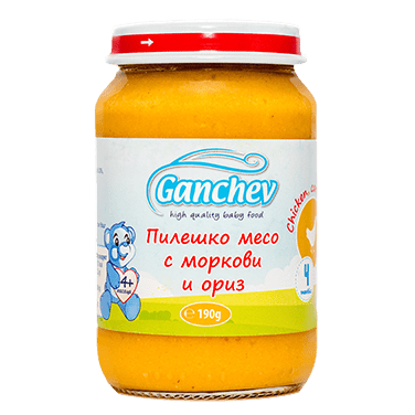 Ganchev Пюре от пилешко месо с моркови и ориз valinokids