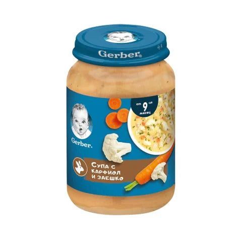Gerber Супа с карфиол и заешко от 9 месечна възраст х190 грама valinokids