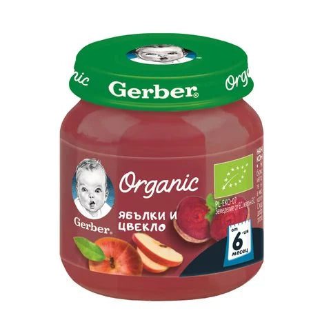 Gerber Organic Пюре от ябълки и цвекло за деца от 6-ия месец x125 грама valinokids