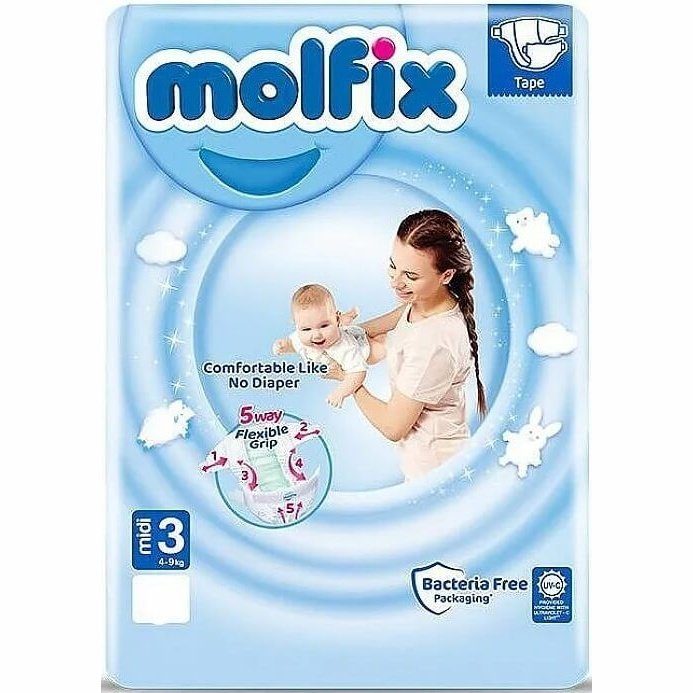 MOLFIX JUMBO Еднократни пелени 3 Midi 4-9 кг 60 бр./пак. valinokids