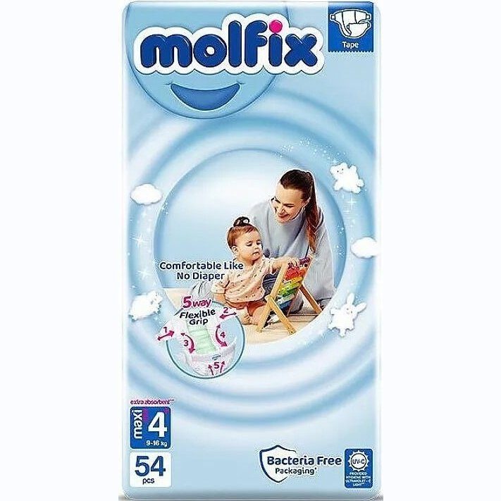 MOLFIX JUMBO Еднократни пелени 4+ Maxi+ 9-16 кг 54 бр./пак valinokids