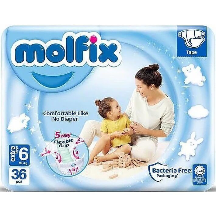 MOLFIX JUMBO Еднократни пелени 6-XL 15+ кг 36 бр/пак valinokids