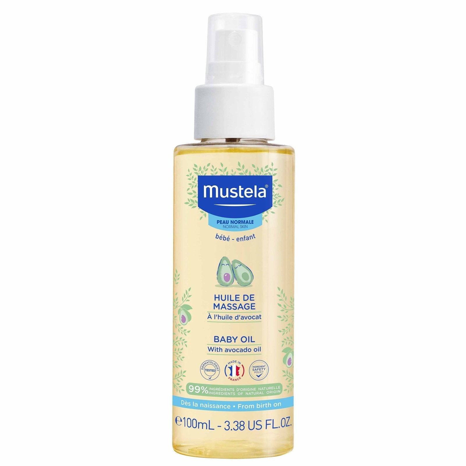 Хидратиращо масажно олио-спрей Mustela - За новородени и бебета, 100 ml valinokids