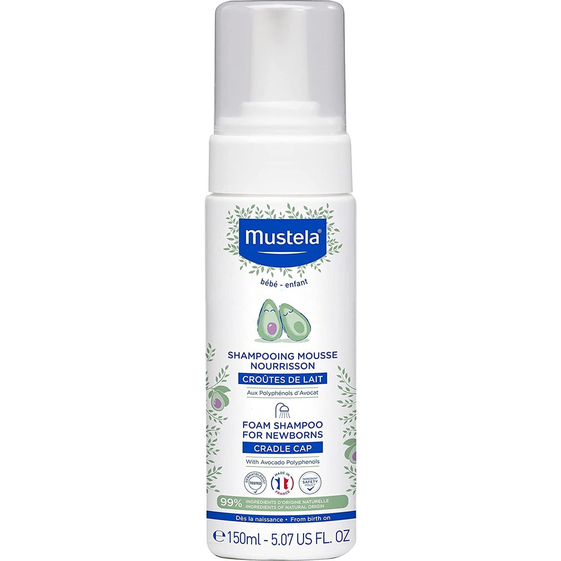 Шампоан и пяна за коса Mustela - За новородени, 150 ml valinokids