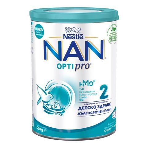 Nestle Nan OptiPro 2 HM-O Висококачествено обогатено преходно мляко на прах за деца над 6 месеца x400 грама valinokids