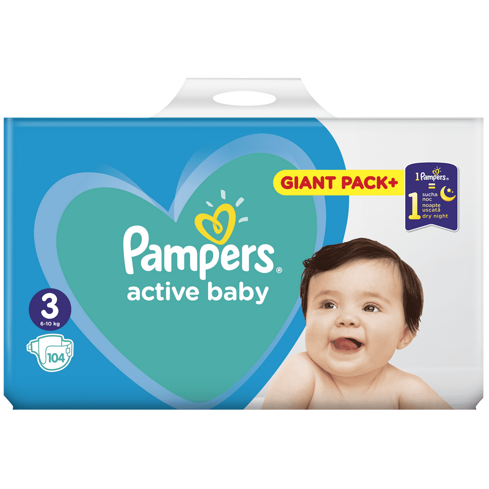 PAMPERS ACTIVE BABY Пелени 3-Midi 6-10 кг 104 бр. GPP valinokids