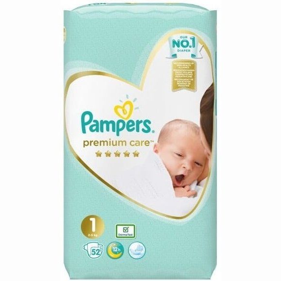 PAMPERS PREMIUM CARE 1- Newbaby 2-5 кг Пелени 52 бр. VP valinokids