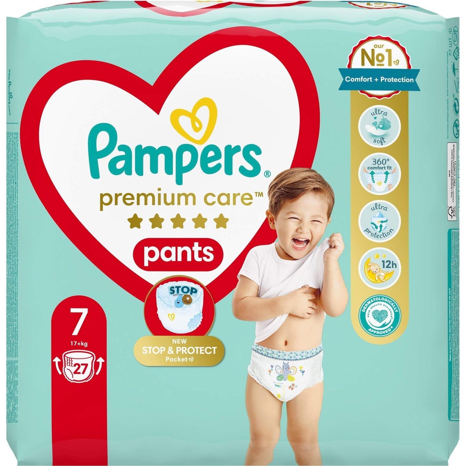 PAMPERS PREMIUM CARE PANTS 7 17+ кг Гащи 27 бр. VP valinokids