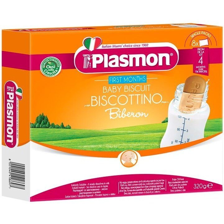 PLASMON BIBERON Бишкоти Първи месеци 4+ мес. 320 г/8 пакета valinokids