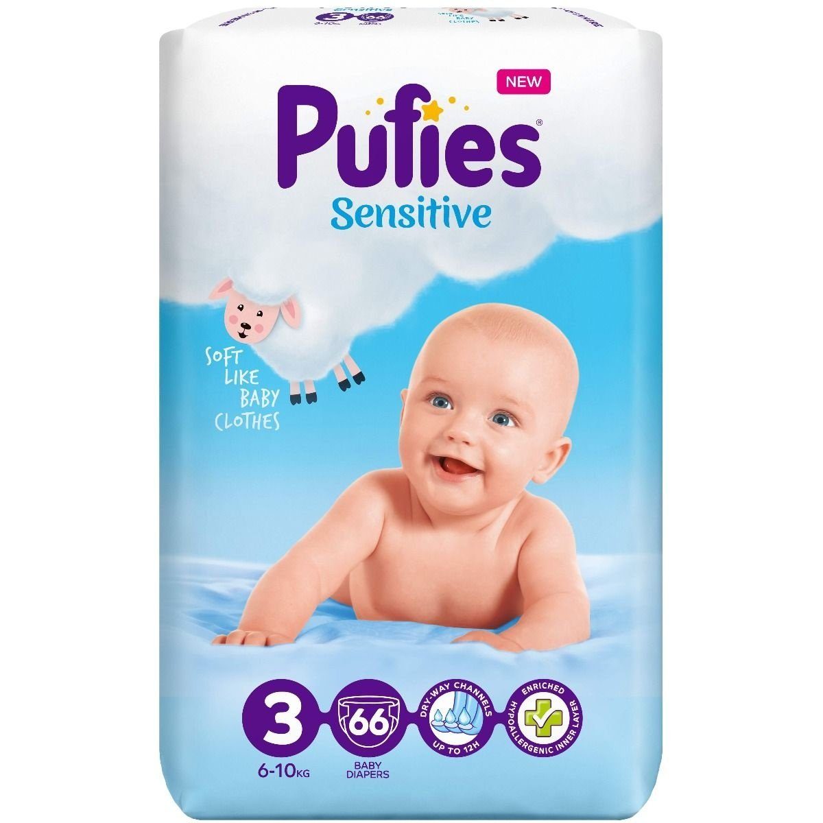 PUFIES SENSITIVE 3-Midi 6-10 кг Пелени 66 бр./пак. MP valinokids