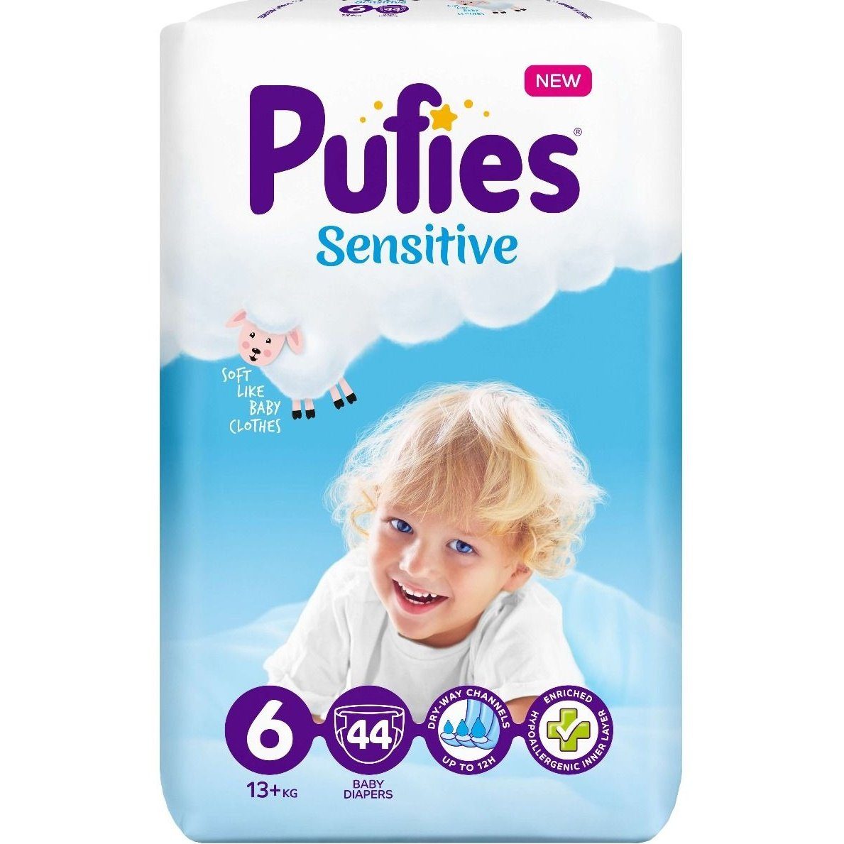 PUFIES SENSITIVE 6-XL 13+ кг Пелени 44 бр./пак. MP valinokids