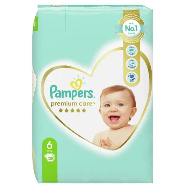 Pampers 6 Premium Care пелени 13+кг. 38бр. valinokids