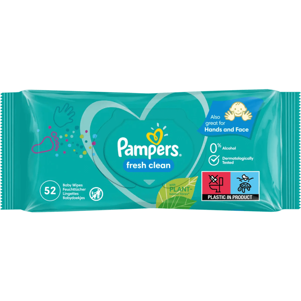 Pampers Бебешки мокри кърпи fresh clean, 52 бр. valinokids