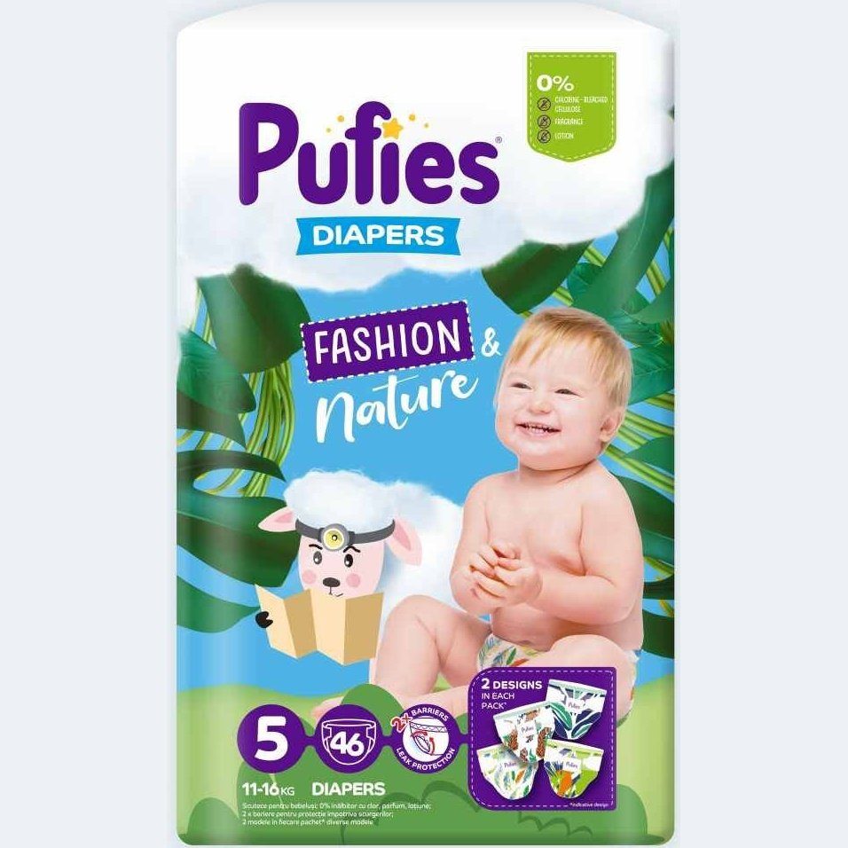 Бебешки пелени Pufies Fashion & Nature 5, 46 броя valinokids