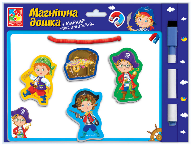 vladi toys магнитна дъска рисувай и изтрии с фигурки Пирати 28х1х25