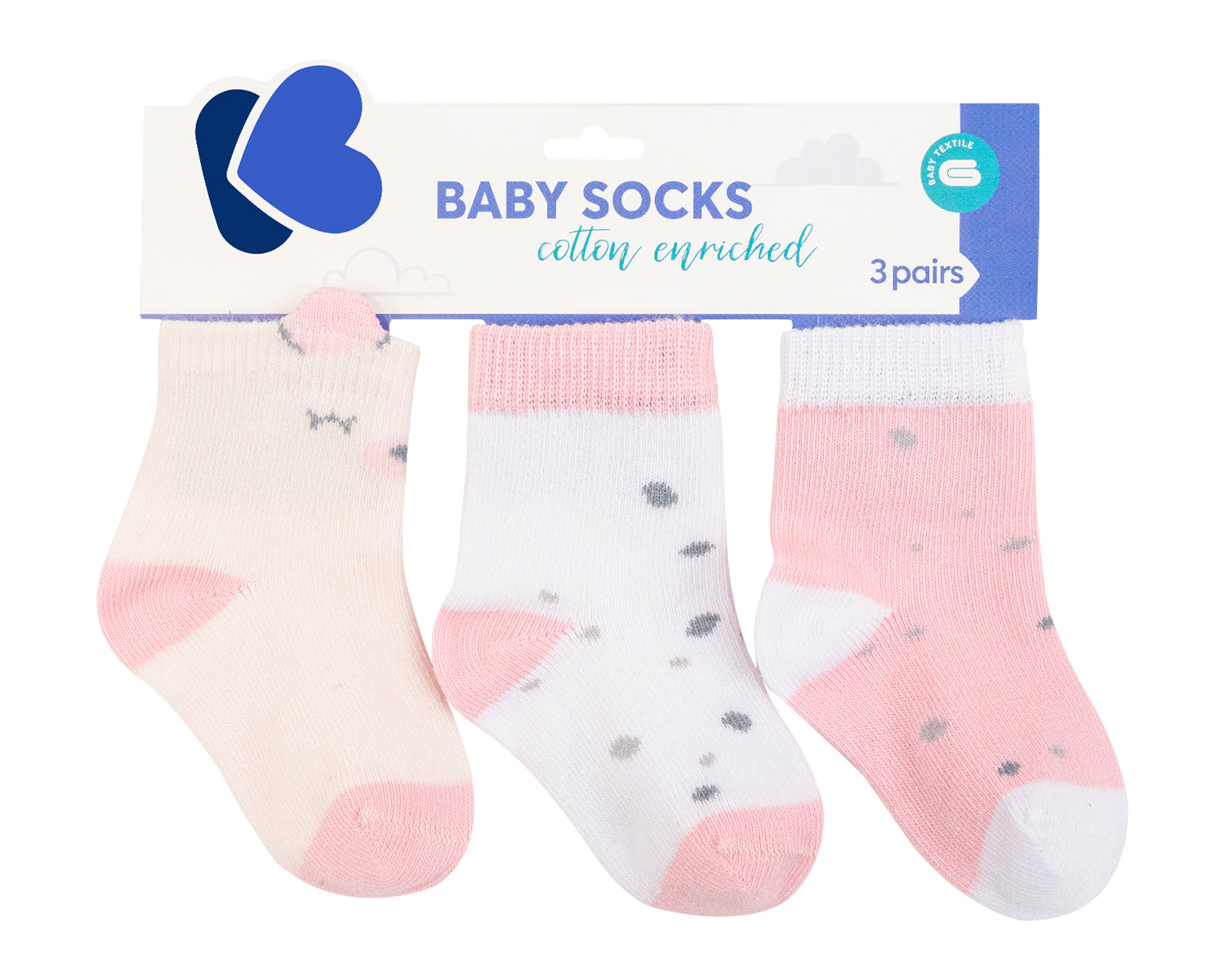 KikkaBoo Бебешки чорапи с 3D уши Bear with me Pink 0-6м