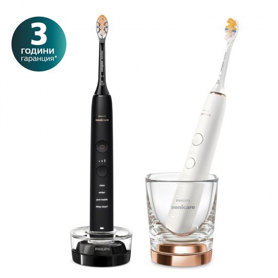 Philips Sonicare К-КТ 2 ЕЛ. ЧЕТКИ ЗА ЗЪБИ Diamond Clean 9000 HX9914/69 - rose gold + черен