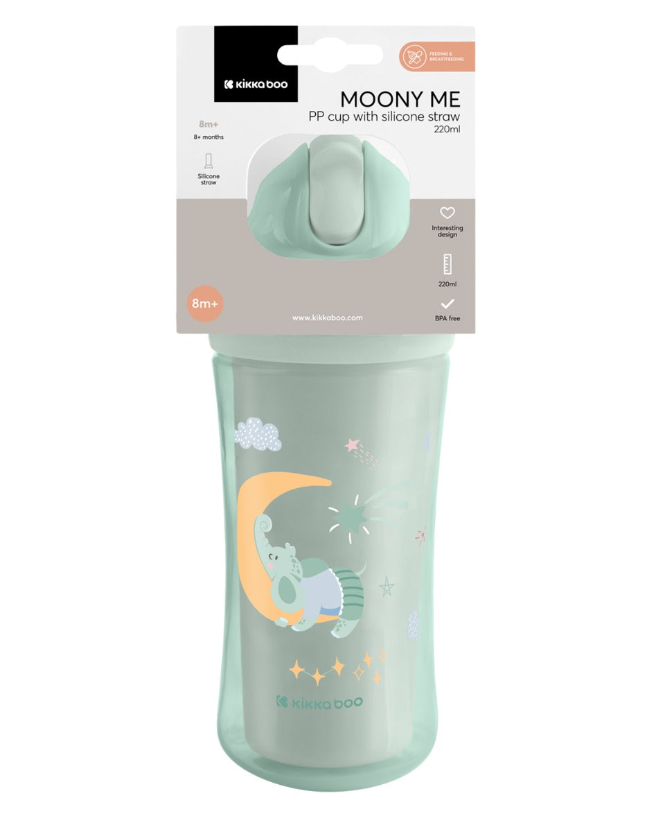 KikkaBoo Чаша със силиконовa сламка 220мл Moony me Mint