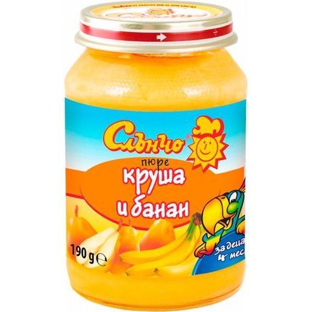 Плодово пюре Слънчо - Круша и банан, 190 g valinokids