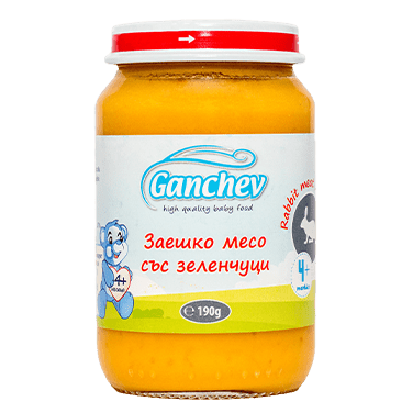 Ganchev Пюре от заешко месо със зеленчуци valinokids