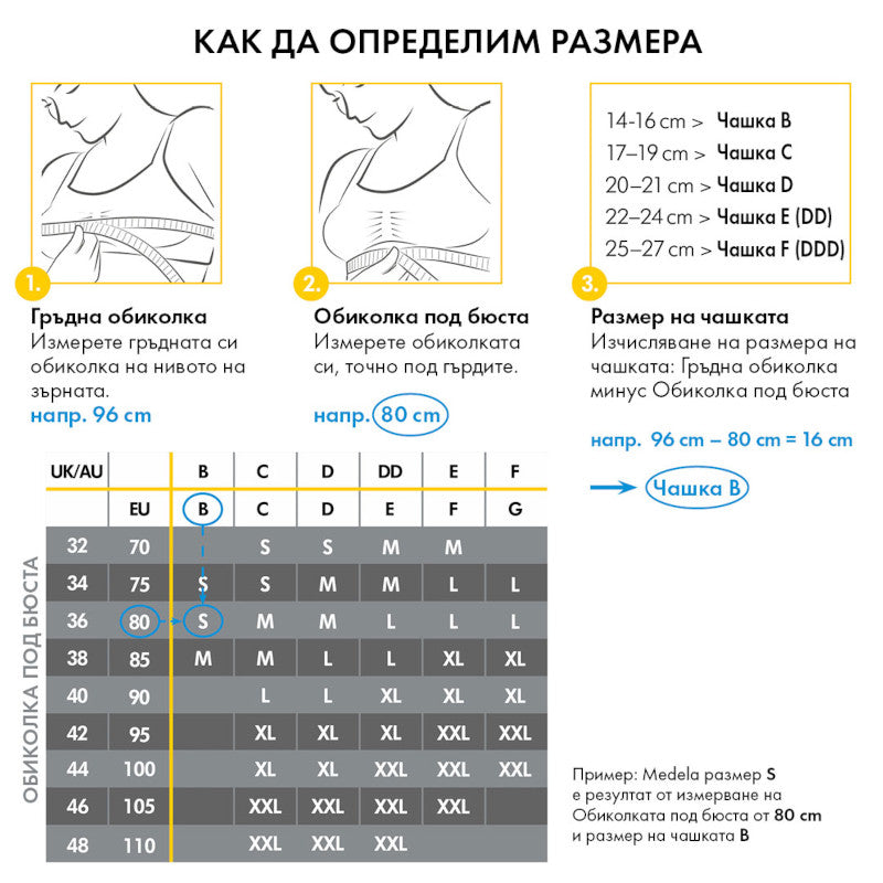 MEDELA Дишащ сутиен за бременност и кърмене Keep Cool, р-р S, черен