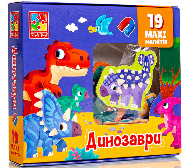 vladi toys магнитна игра Моя малък свят  Динозври с макси магнити 19х36х16