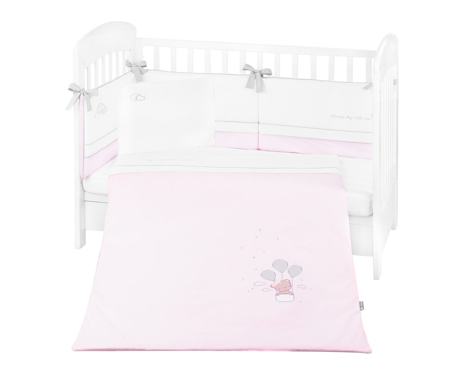 KikkaBoo Бебешки спален комплект с бродерия 6 части 60/120 Dream Big Pink