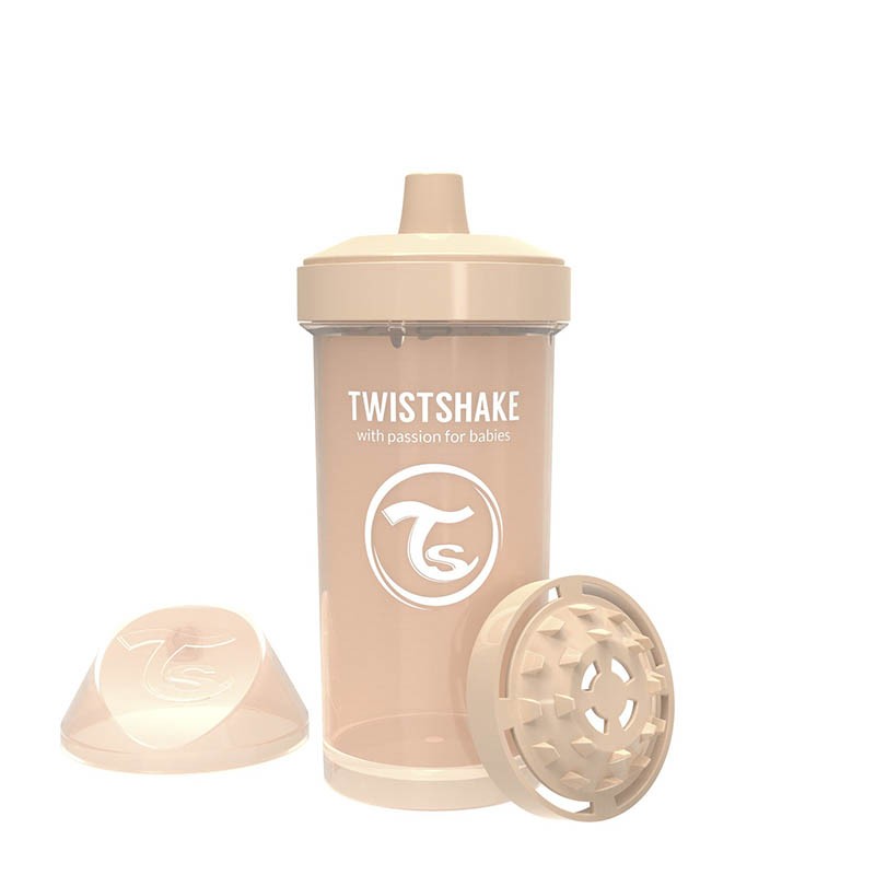 Twistshake Детска чаша с шейкър Twistshake 360 мл 12+ месеца бежова