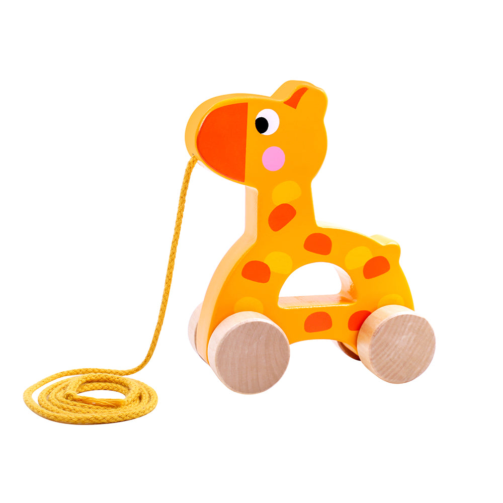 Tooky Toy Дървена играчка за дърпане Giraffe TKC266