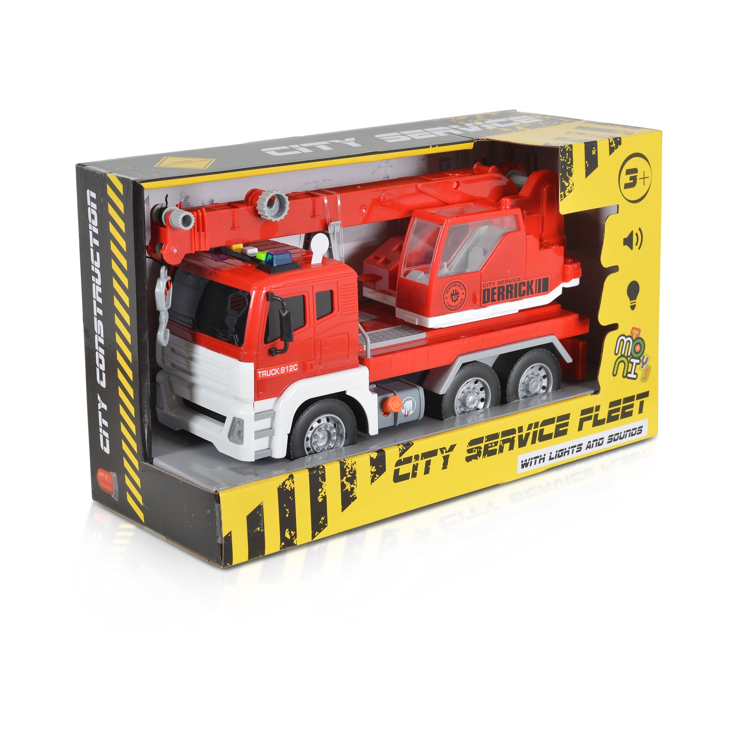 Moni Toys 1:12 Камион с кран червен WY812C