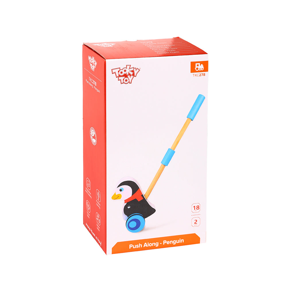 Tooky Toy Дървена играчка за бутане Penguin TKC278