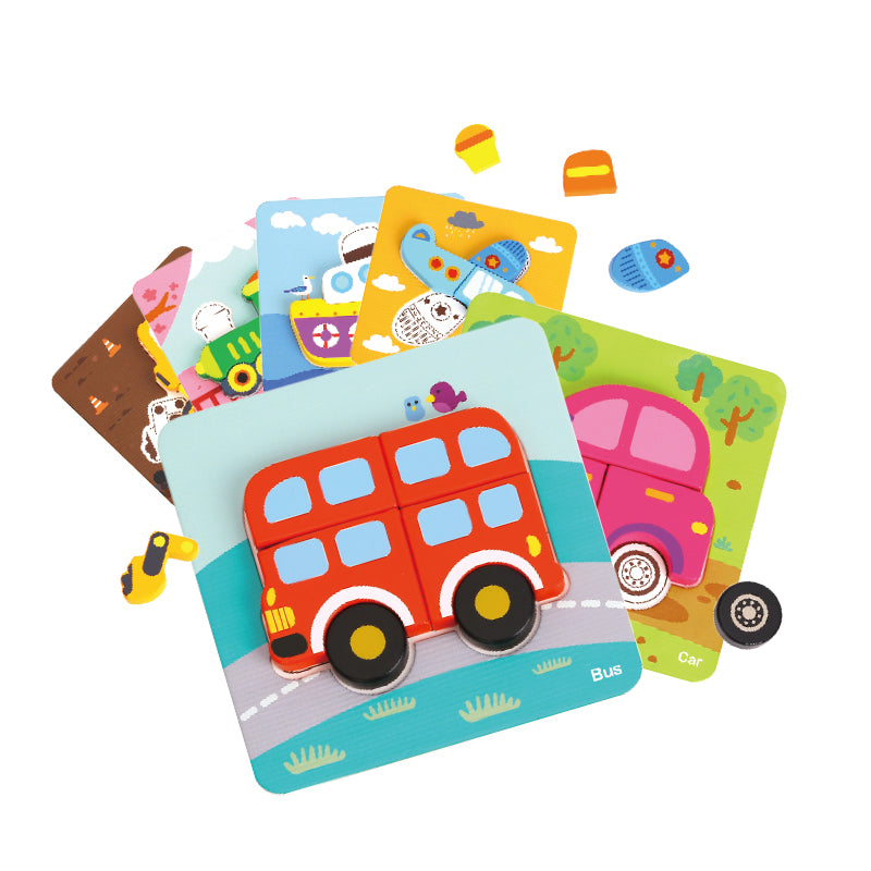 Tooky Toy Дървен 3D пъзел 6в1 Transportation TL635